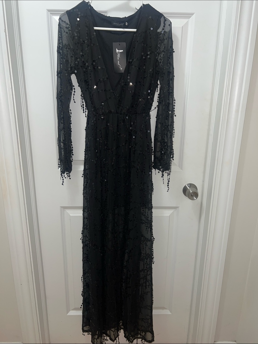 Black Beaded Maxi Dress NWT